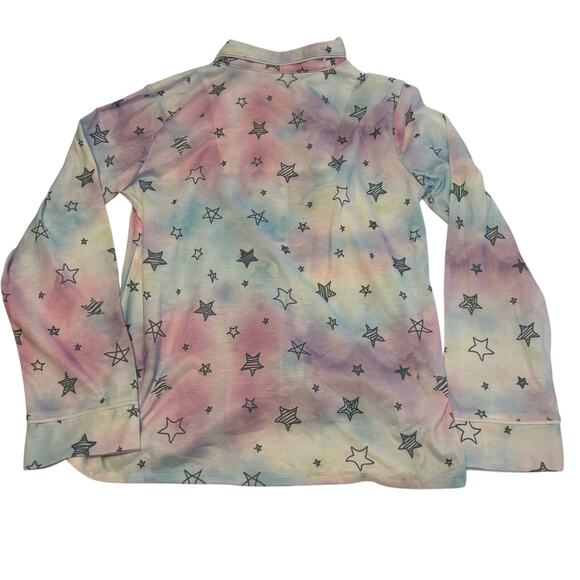 PJ Salvage Blue Purple Tie Dye Star Button Down Pajama Top Medium 10 Nordstrom - Picture 2 of 8